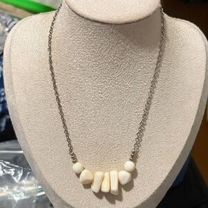 Chic Cream Necklace with Silver Chain